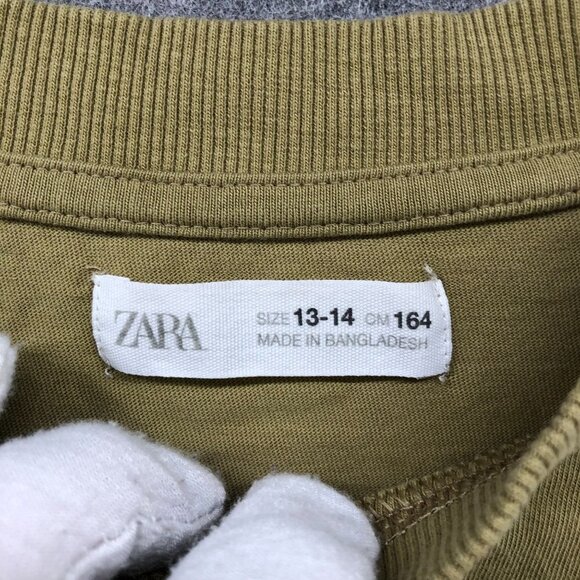 Zara Kids Size 13-14 Embroidered Pocked Long Sleeve T Shirt Cool Idea Ever - Picture 8 of 11